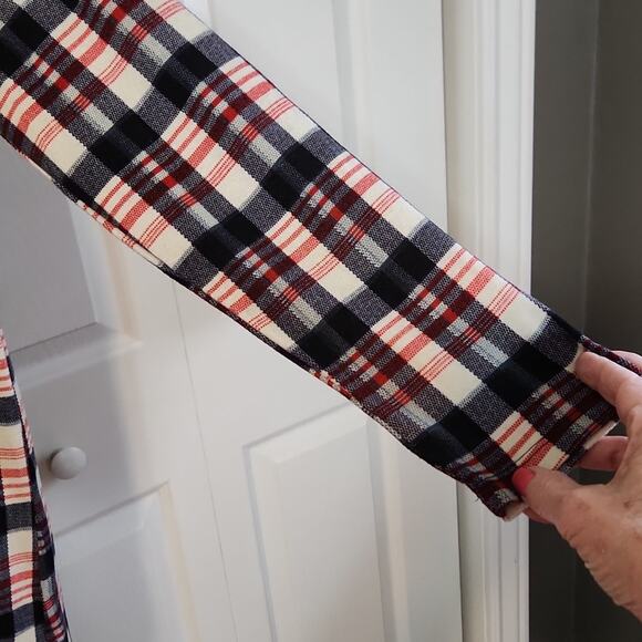 Grace & Emma Women's Plaid Dress Size LG Faux Suede Elbow Patches Knee Length - Picture 5 of 9